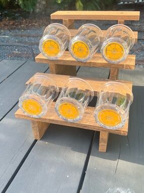 6 Glass Jars with Orange Decals